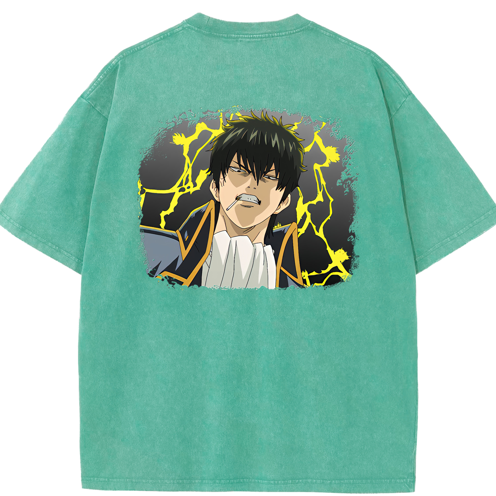（画像用） ぎんたま 坂田銀時（さかたぎんとき） 神楽 志村新八（しむら しんぱち） GINTAMA Sakata Gintoki Kagura Shimura Shinpachi 綿100% ヴィンテージ風 半袖Tシャツ（背面プリント）
